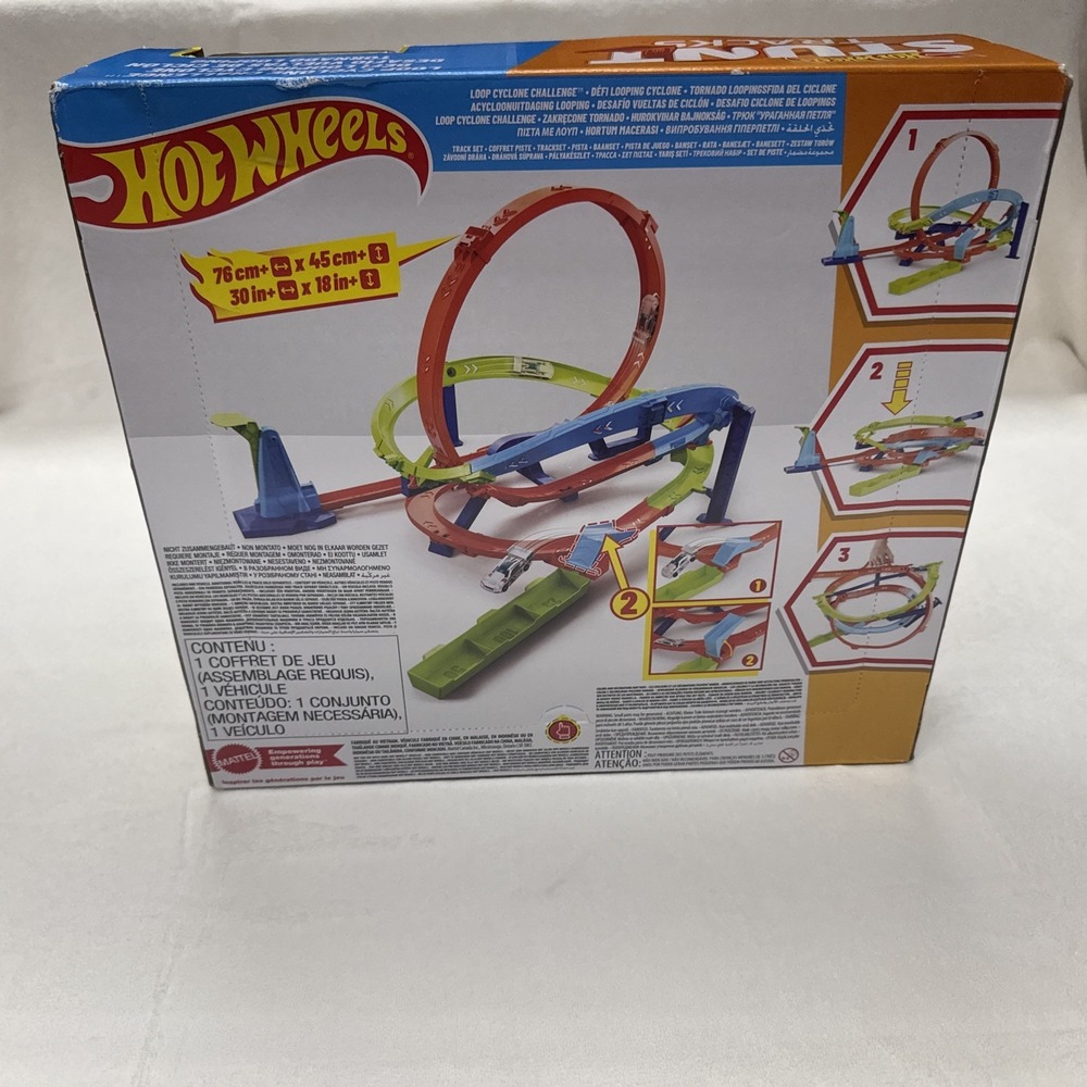 Hot Wheels Toy Car Track Set, Action Loop Cyclone Challenge Track Set, 2 Ways - Picture 2 of 6